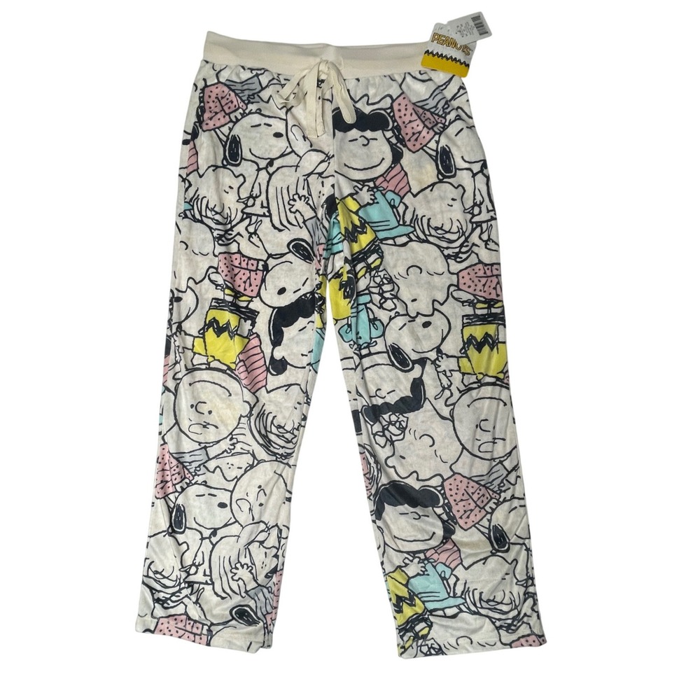 Peanuts Character Novelty Sueded Fleece Pajama Pants Juniors Medium NWT